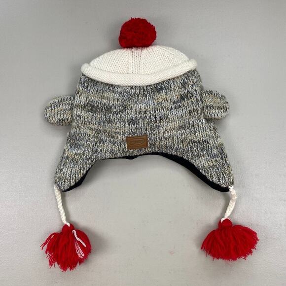 Kyber Sock Monkey Hat Adult One Size Wool Blend Knit Pom Beanie Sweater Retro - Picture 2 of 8